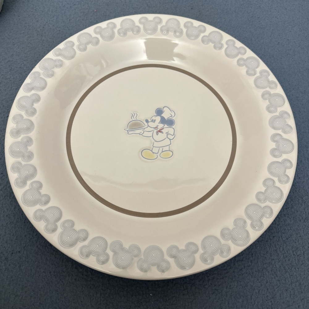 Disney Parks Gourmet Chef Mickey 10 3/4" Dinner Plate w/Blue Embossed Mickeys